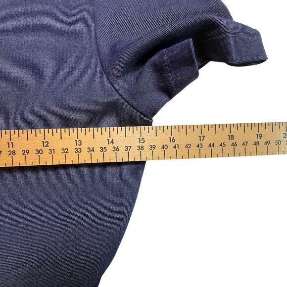 Hutch Anthropologie Navy Ponte Fit & Flare Dress Short Sleeve Pleated Skirt Sz 4 - Picture 5 of 11